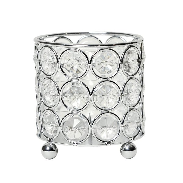 Elegant Designs Elipse Crystal and Chrome 3.25 Inch Candle Holder HG1000-CHR